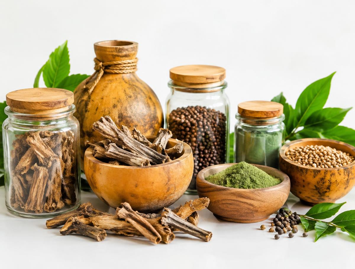 Racines, graines et poudres de la pharmacopée